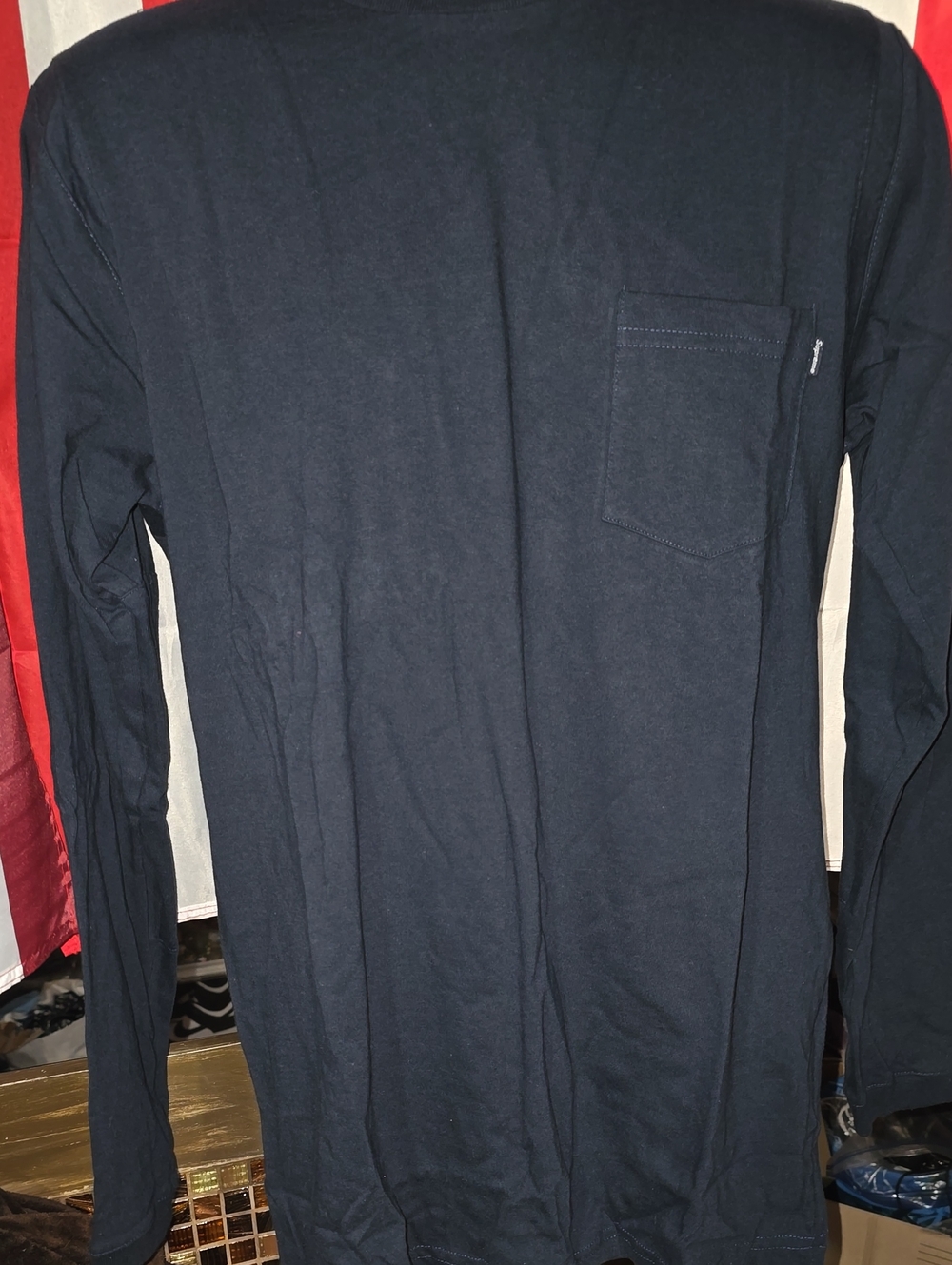 Supreme Long Sleeve Pocket Tee - Navy Blue